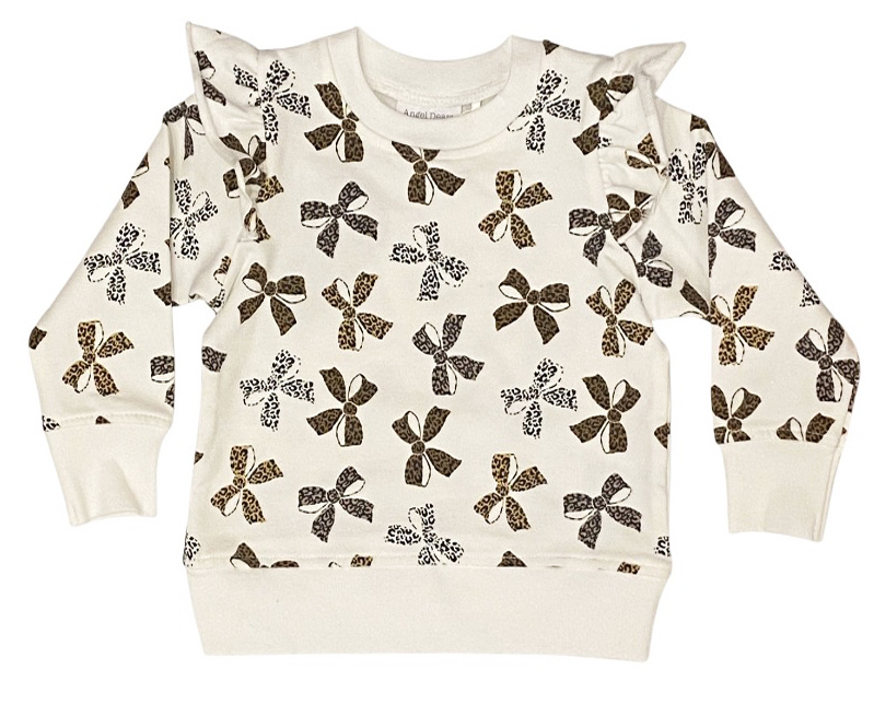 Angel Dear Leopard Bow Ruffle Inf Sweatshirt