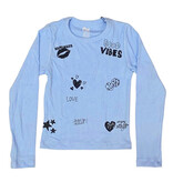 FBZ  Lt Blue Good Vibes Ribbed Top