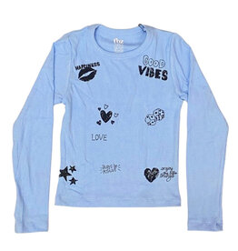 FBZ  Lt Blue Good Vibes Ribbed Top