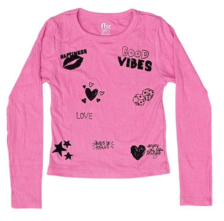 FBZ  Pink Good Vibes Ribbed Top