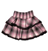 FBZ Pink/Blk Lace Trim Plaid  Skirt