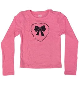 FBZ  Pink Heart Bow Ribbed Top