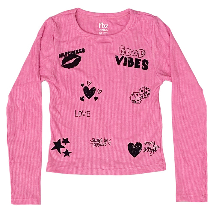 FBZ  Pink Good Vibes Ribbed Top