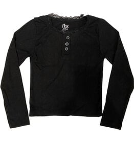 FBZ  Black Lace Trimmed Henley