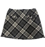 FBZ Blk/Wht Silver Button Plaid  Skirt