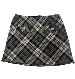 FBZ Blk/Wht Silver Button Plaid  Skirt