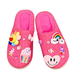 Bari Lynn Pink Plush Charm Slippers