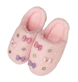 Bari Lynn Pink  Sparkle Bow Charm Slippers