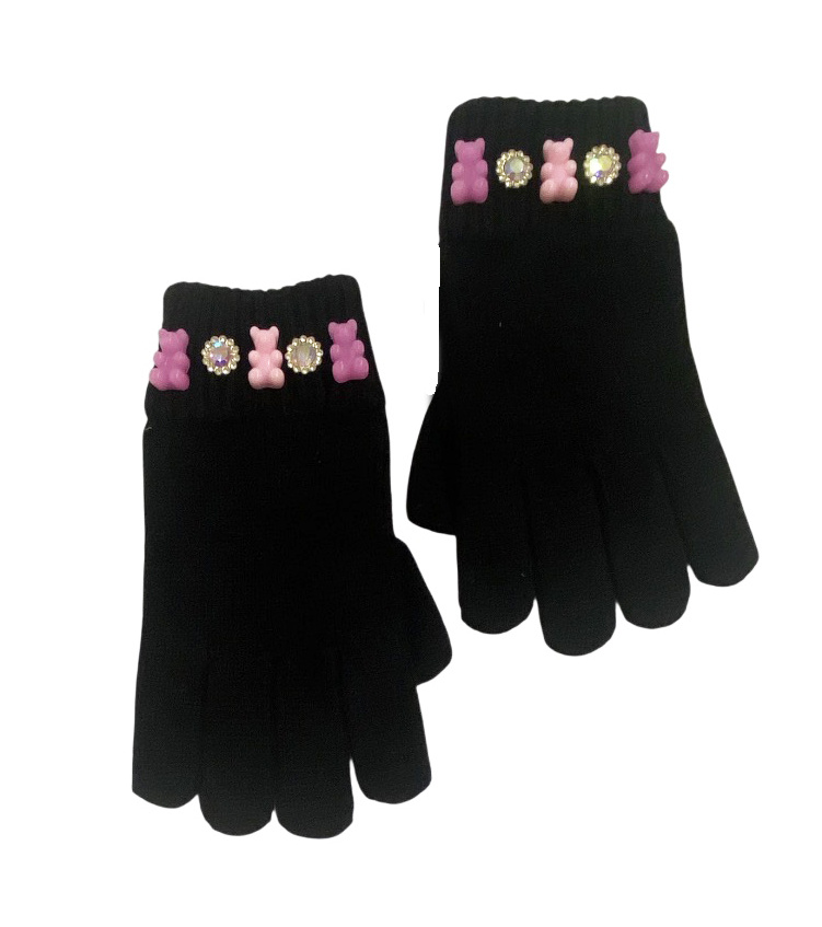 Bari Lynn Black Gummy Bear Charm Gloves