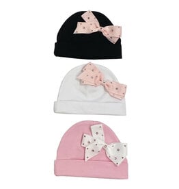 Bari Lynn Cotton Hat with Large Rhinestone Bow