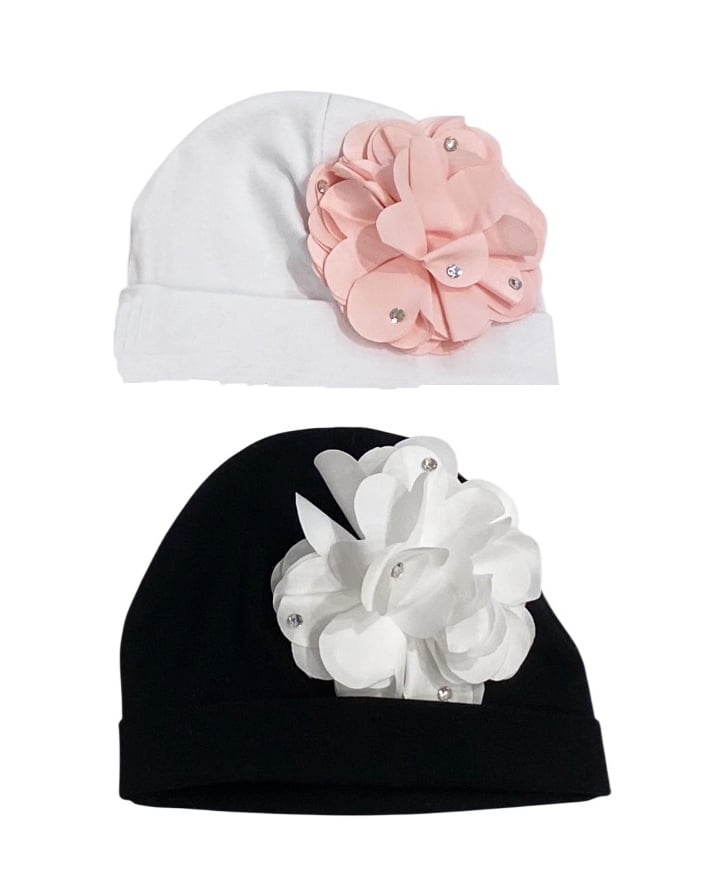 Bari Lynn Cotton Hat with Lg Rhinestone Flower
