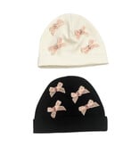 Bari Lynn Cotton Hat with Pink Velvet Bows