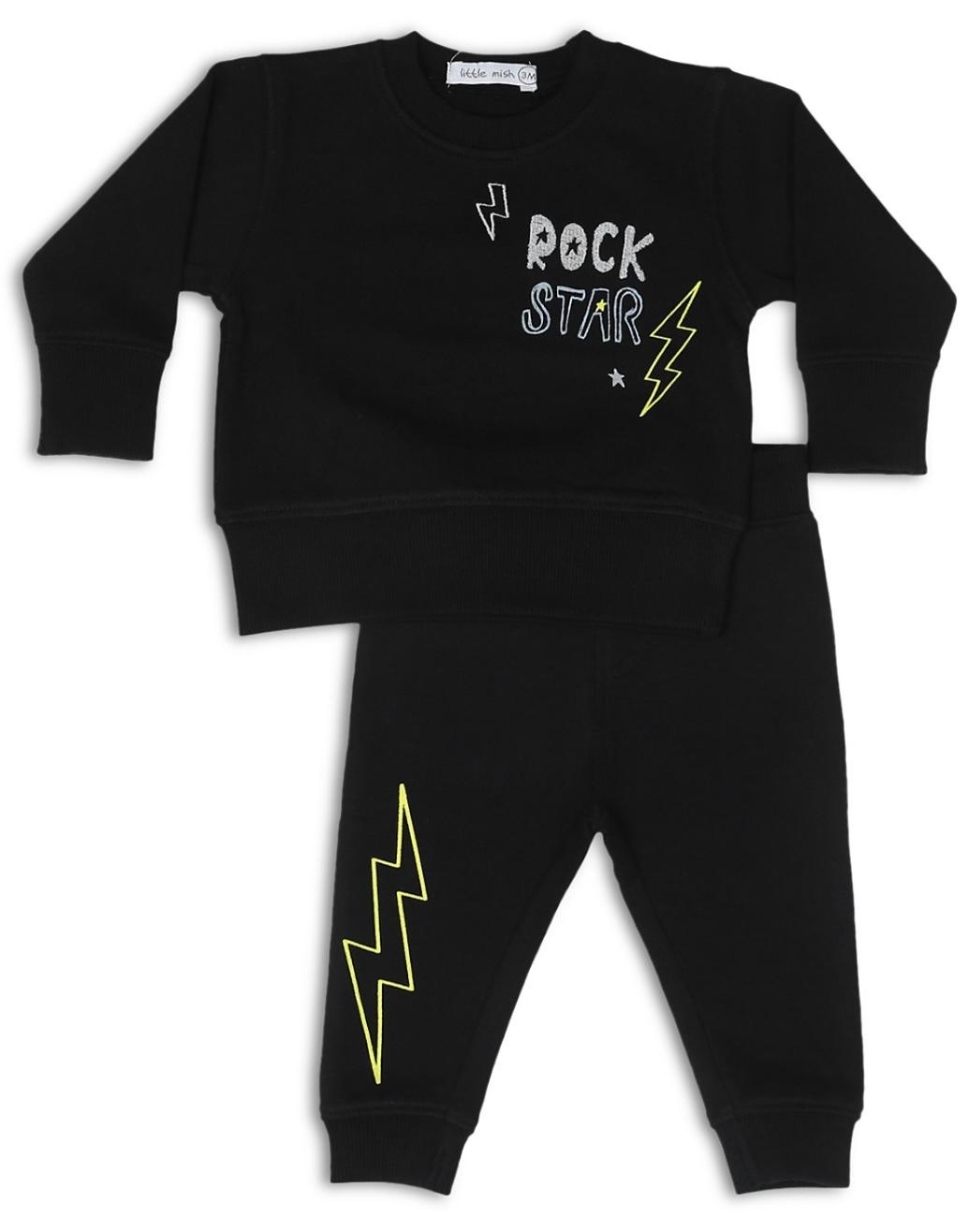 Little Mish Blk Rock Doodles Tod. Sweatsuit