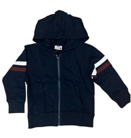 Mish Navy/Burg. Stripe Zip Hoodie