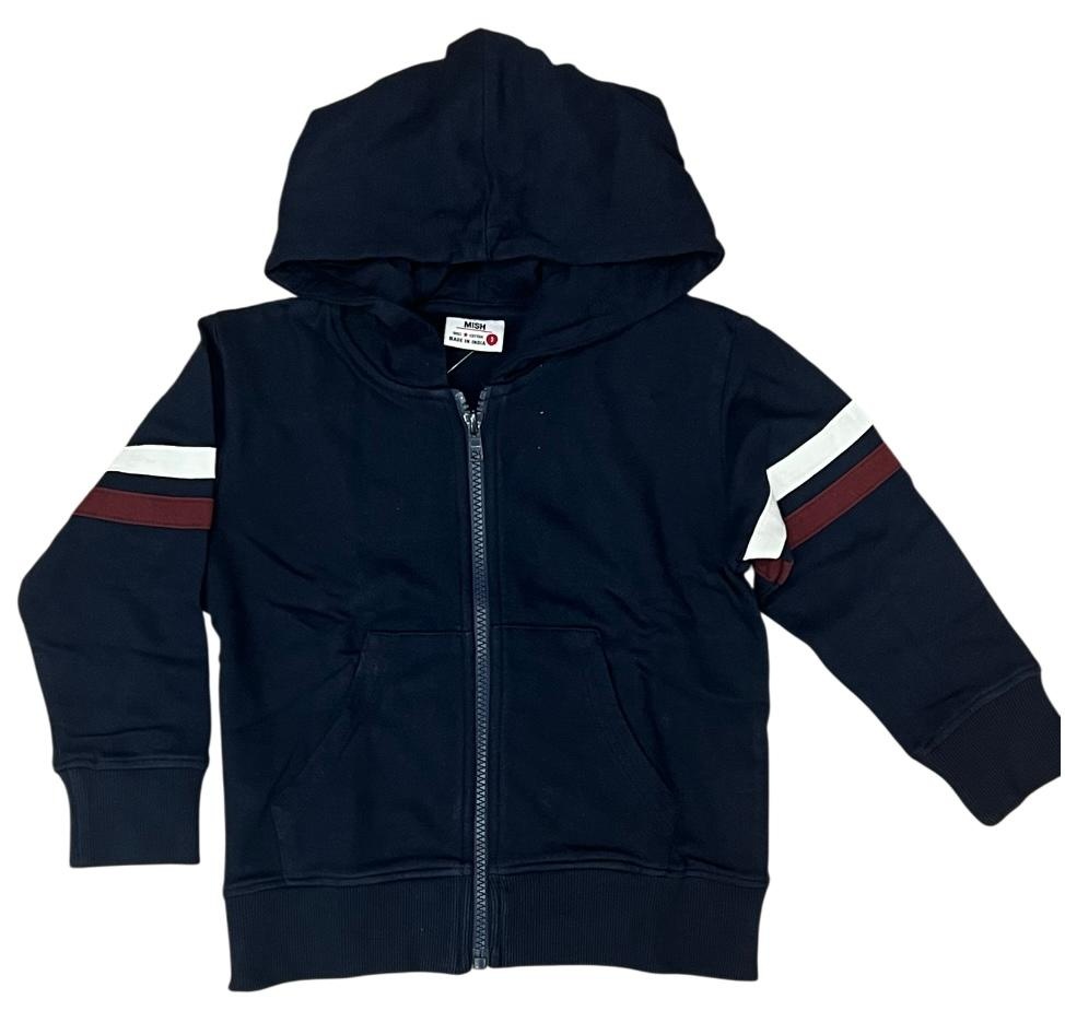 Mish Navy/Burg. Stripe Zip Hoodie