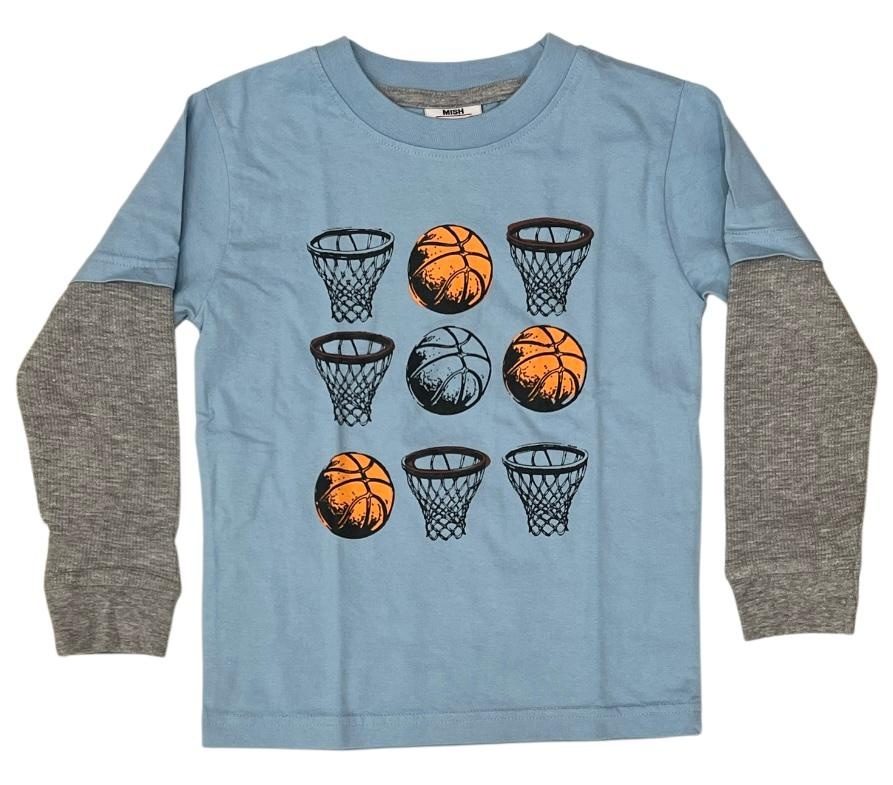 Mish Basketball Grid Blue Infant Top