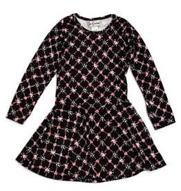 Dori Pink Diamond Roses LS Dress