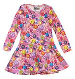 Dori Pink Tie Dye Smiles LS Dress