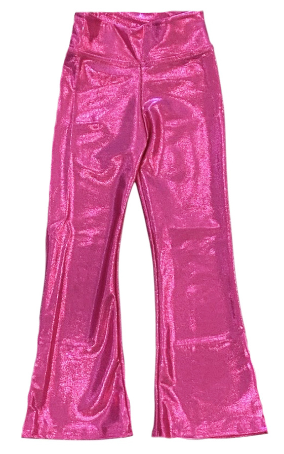 Dori Hot Pink Lame High Waisted Flare Legging