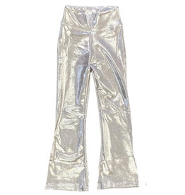 Dori Silver Lame High Waisted Flare Legging