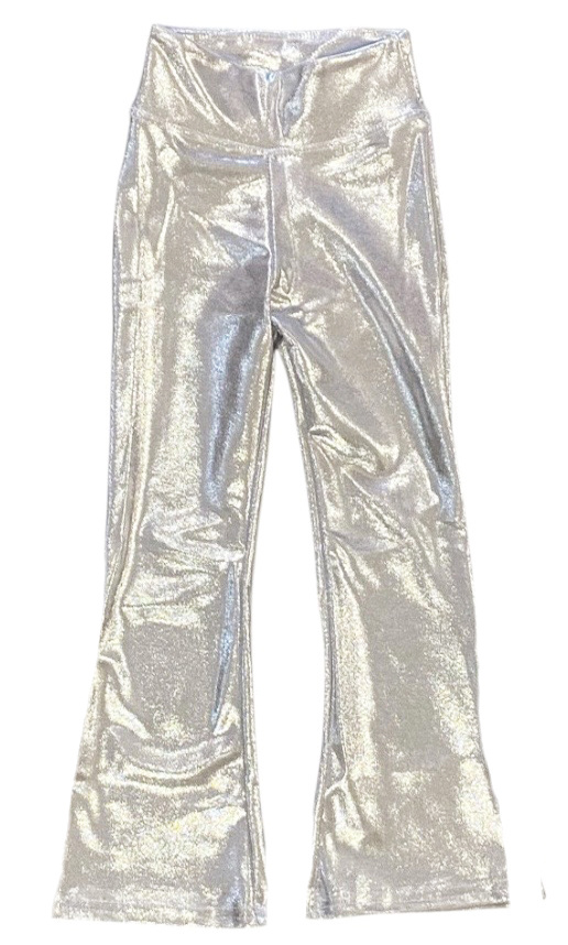 Dori Silver Lame High Waisted Flare Legging