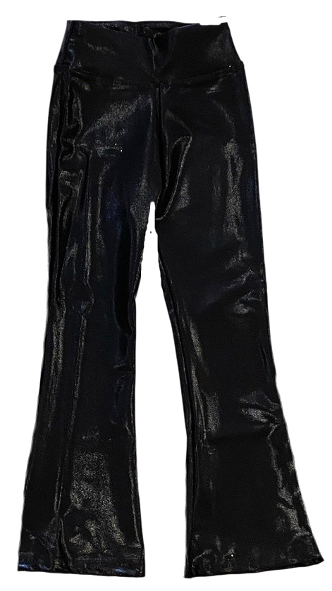 Dori Black Lame High Waisted Flare Legging