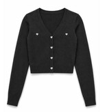 Theme Black Rhinestone Heart Cardigan