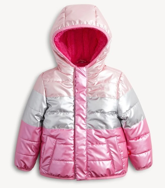 Magnetic Me Pink Colorblock Metallic Puffer Jacket