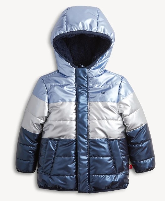 Magnetic Me Blue Colorblock Metallic Puffer Jacket