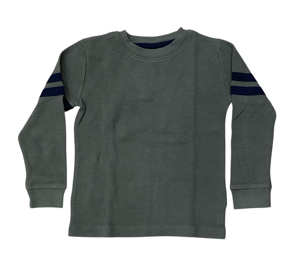 Mish Olive/Navy Stripe Thermal LS Top