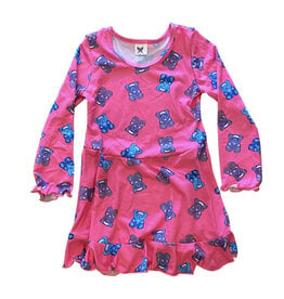 Social Butterfly Pink Teddys LS Infant Dress