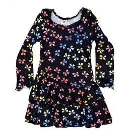 Social Butterfly Colorful Bows LS Infant Dress