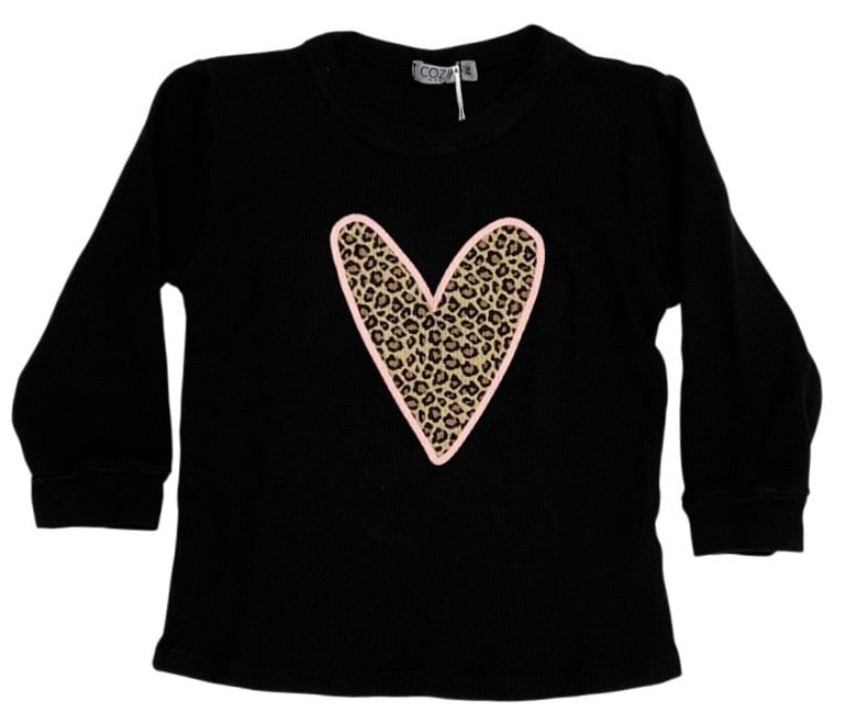 Cozii Black Leopard Heart Thermal Infant Top
