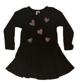 Sofi Black Soft Hacci Hearts Toddler Dress