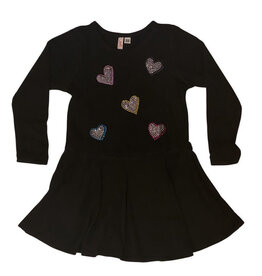 Sofi Black Soft Hacci Hearts Toddler Dress