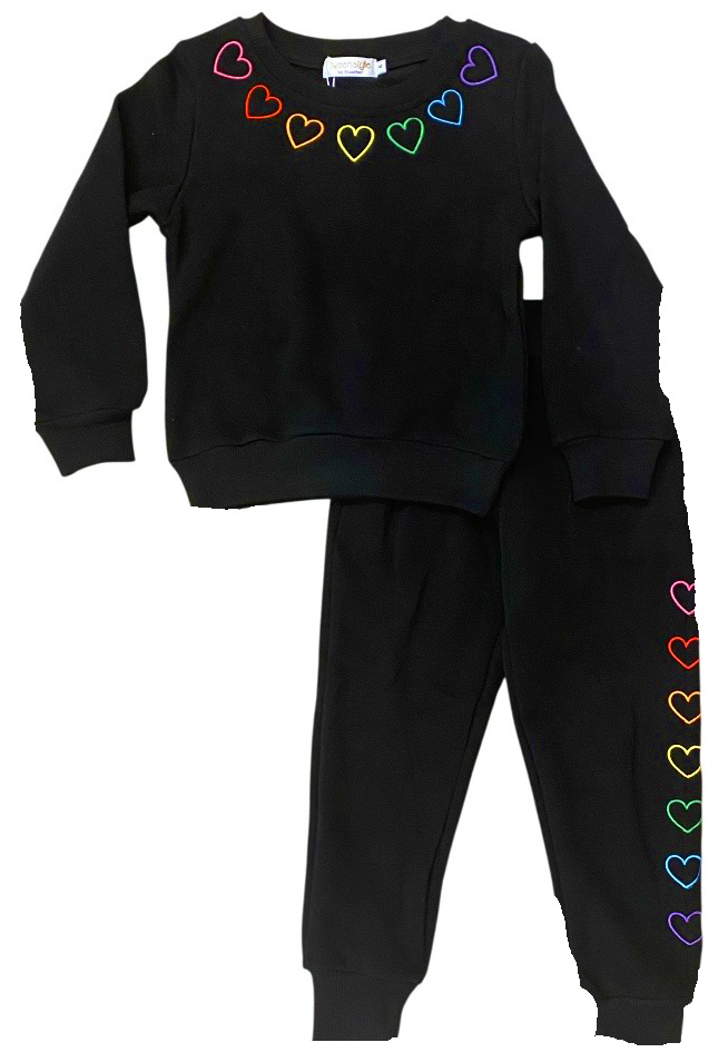Tweenstyle Hearts Black Jogger Set