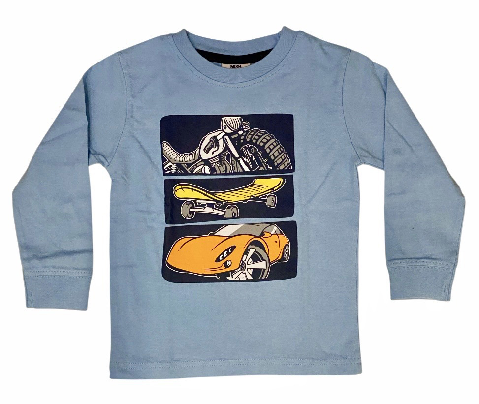 Mish Blue Wheels Infant LS Tee