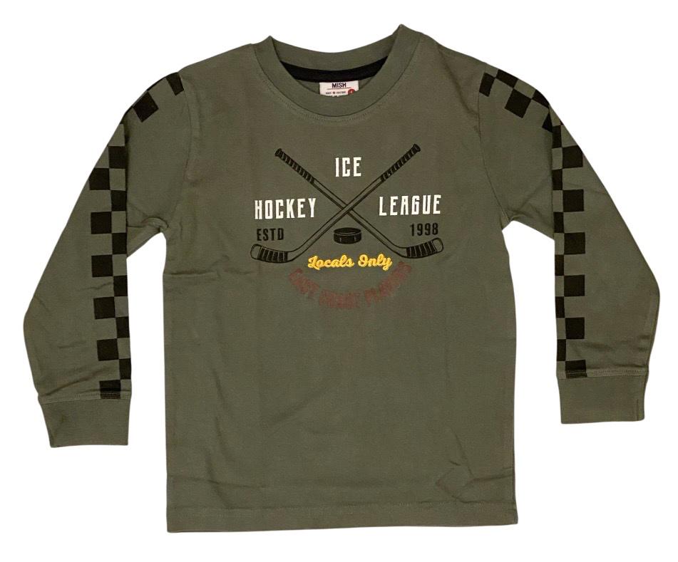 Mish Ice Hockey Olive LS Tee
