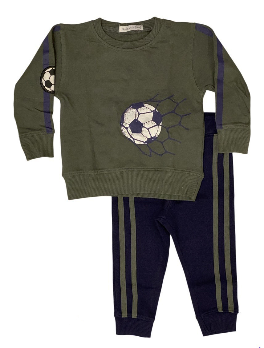 Little Mish Olive/Navy Soccer Net Toddler Set