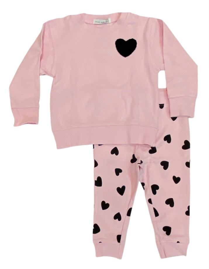 Little Mish Pink Chenille Heart Inf Set