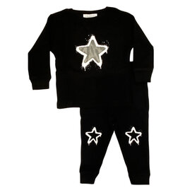 Little Mish Drip Star Blk Thermal Infant Set