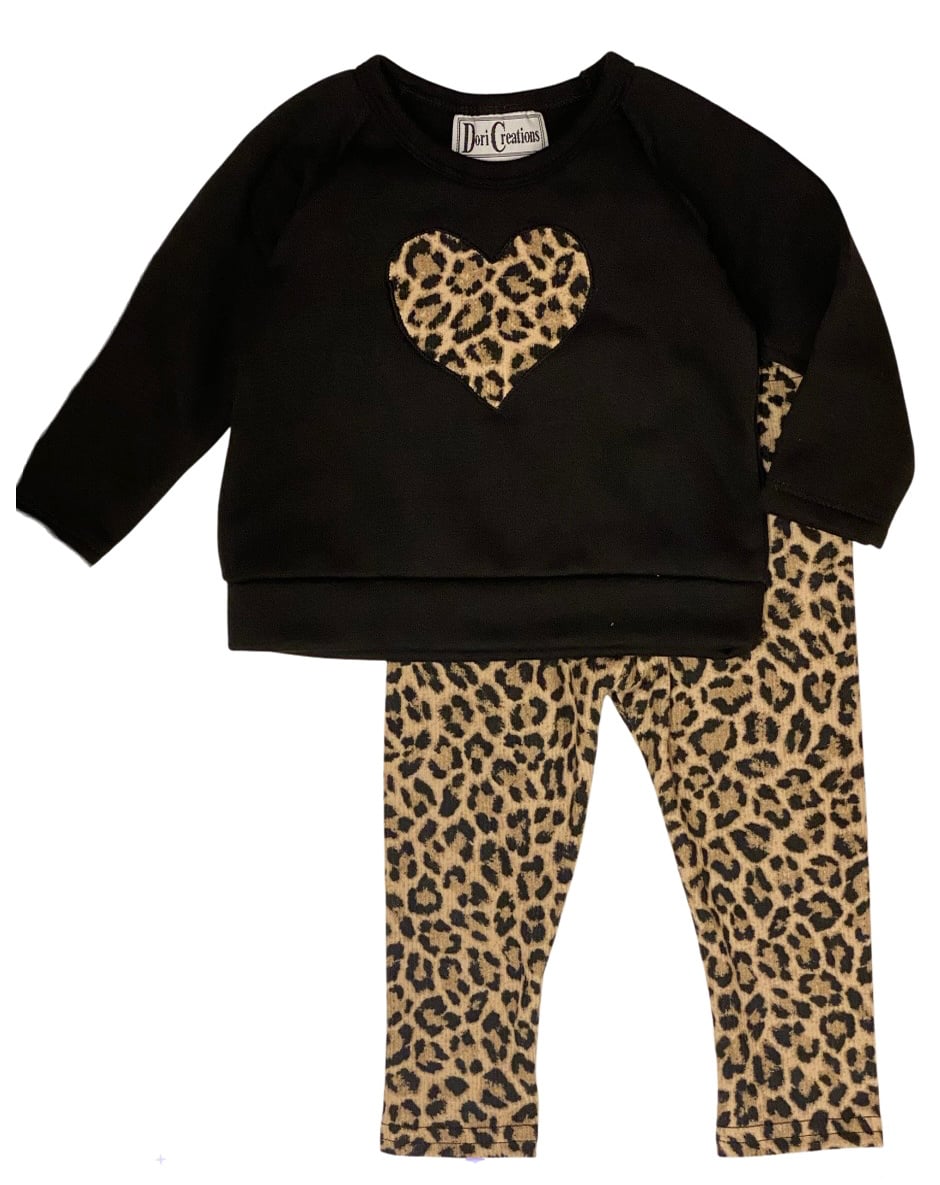 Dori Leopard Heart Soft Rib Inf. Legging Set