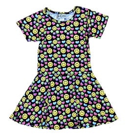 Dori Blk Smiley Star Heart Dress