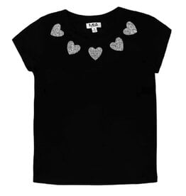 Mia New York Black  Crystal Heart SS Tee