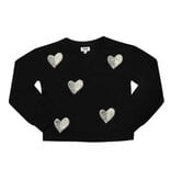 Mia New York Black Rhinestone/Pearl Heart Sweatshirt