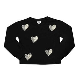 Mia New York Black Rhinestone/Pearl Heart Sweatshirt