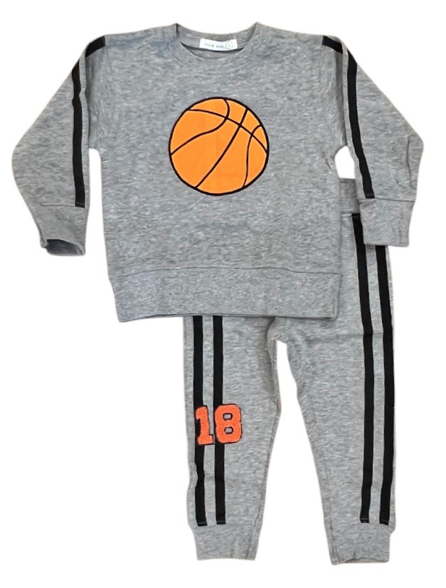 Little Mish Grey Big Basketball  Toddler Set