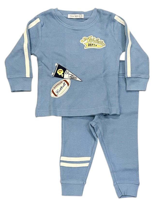 Little Mish Blue Athletic Patch Thermal Inf. Set