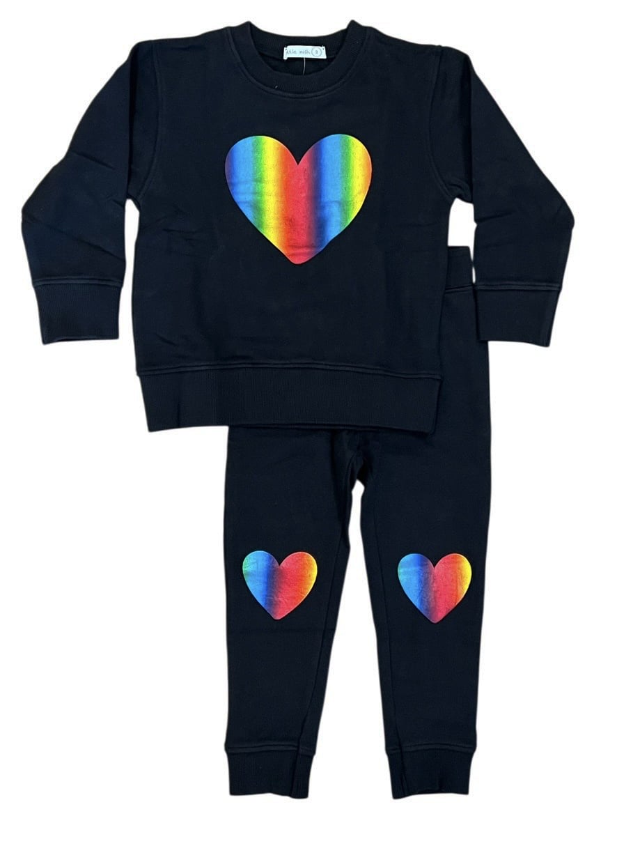 Little Mish Black Foil BIG Heart Toddler Set