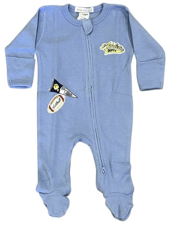 Little Mish Blue Athletic Patch Thermal Footie